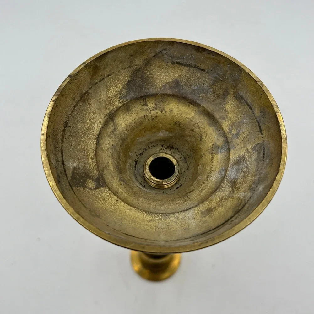 Vintage Solid Brass Taper Candlestick Holder 7.5 Inch‎ Baluster Stem Heavy